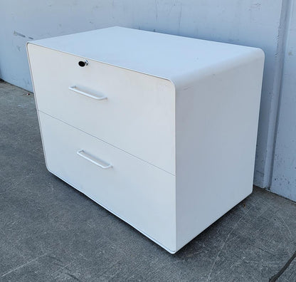 Poppin stow lateral file cabinet 2 drawer white