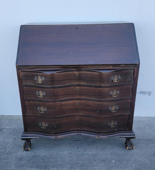 Dark wood secretary desk/dresser drop front