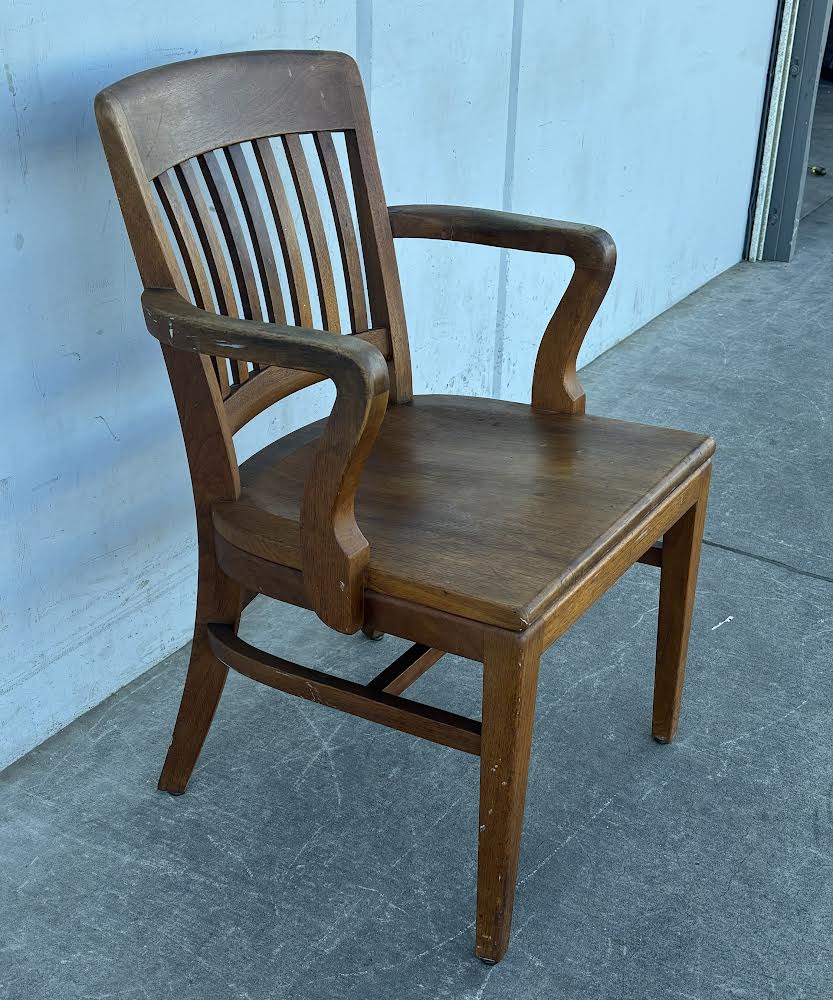 Antique Traditional Mahogany walnut Wood Bankers Library Arm Chair W. H. Gunlocke chair co.