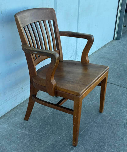 Antique Traditional Mahogany walnut Wood Bankers Library Arm Chair W. H. Gunlocke chair co.