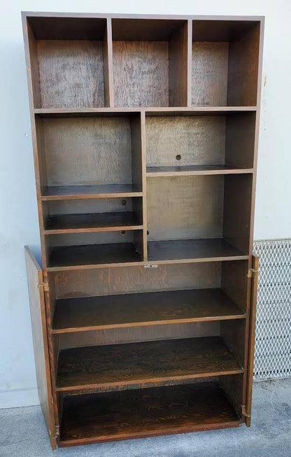 Mid century modern bookcase cabinet dark wood