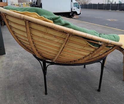 green papasan chair with footstool