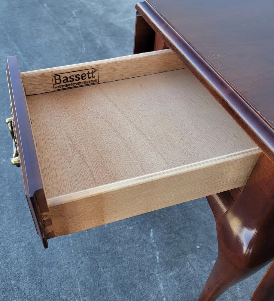 bassett solid cherry pembroke drop leaf end/side tables (2)