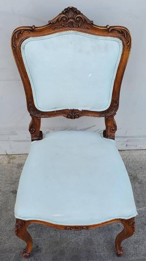Antique/vintage light blue cushion side chair