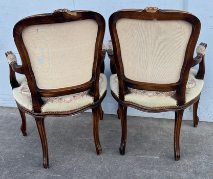 Vintage/ antique French style dining arm chairs needlepoint floral