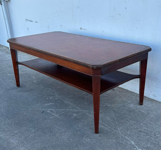 Antique/Mahogany Leather Top Coffee Table