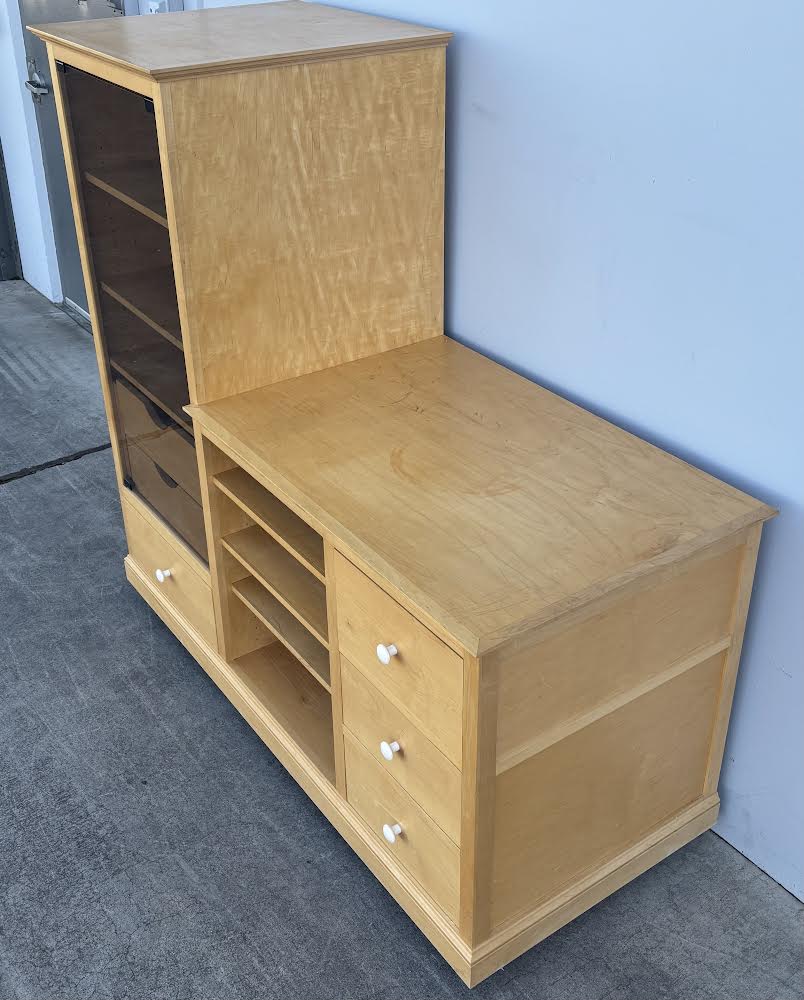 Light Wood Entertainment Center cabinet display