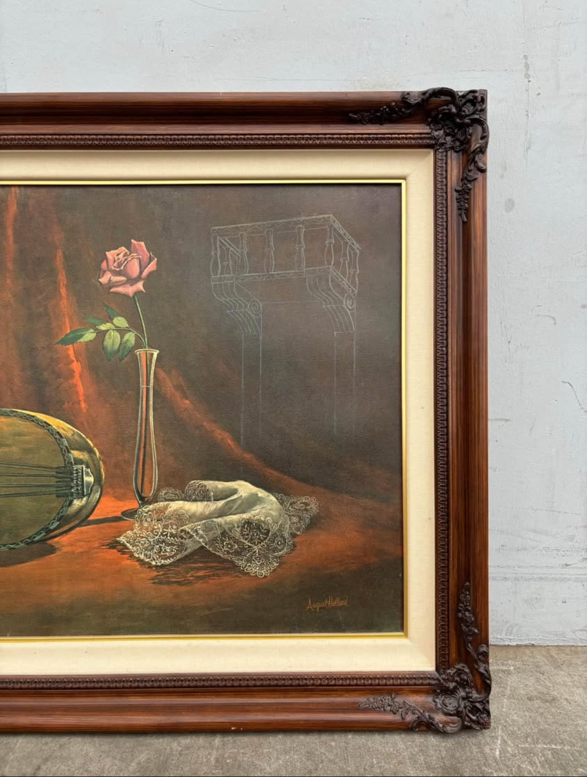 August Holland A Rose By Any Name Framed Art Mandolin Vintage