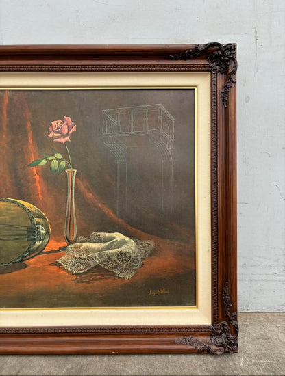 August Holland A Rose By Any Name Framed Art Mandolin Vintage