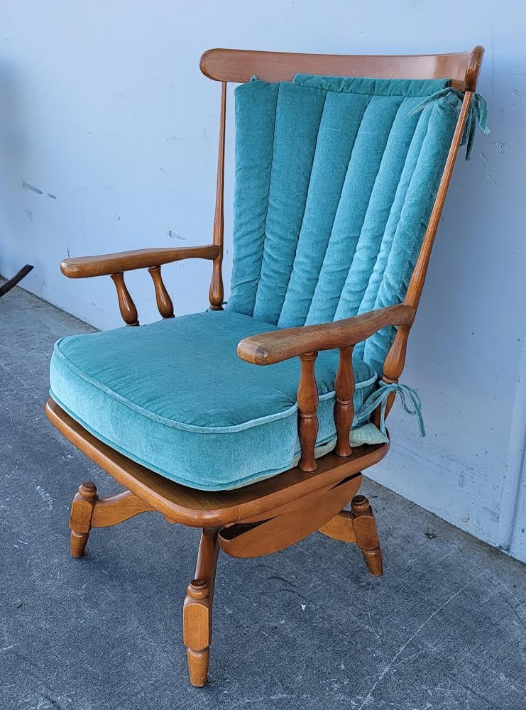 Antique/vintage blue cushion platform rocking chair