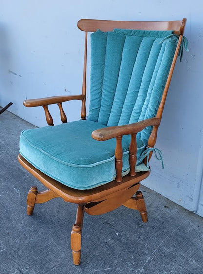 Antique/vintage blue cushion platform rocking chair