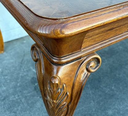 Vintage Wood Carved Dining Table with leaves