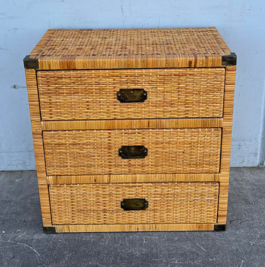 Late 20th Century Vintage Coastal Wrapped Rattan Chest of Drawers