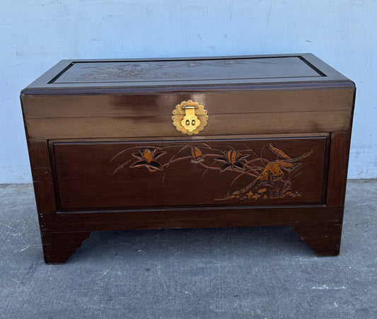 Chinese Carved Antique Dowry Chest or Coffee Table