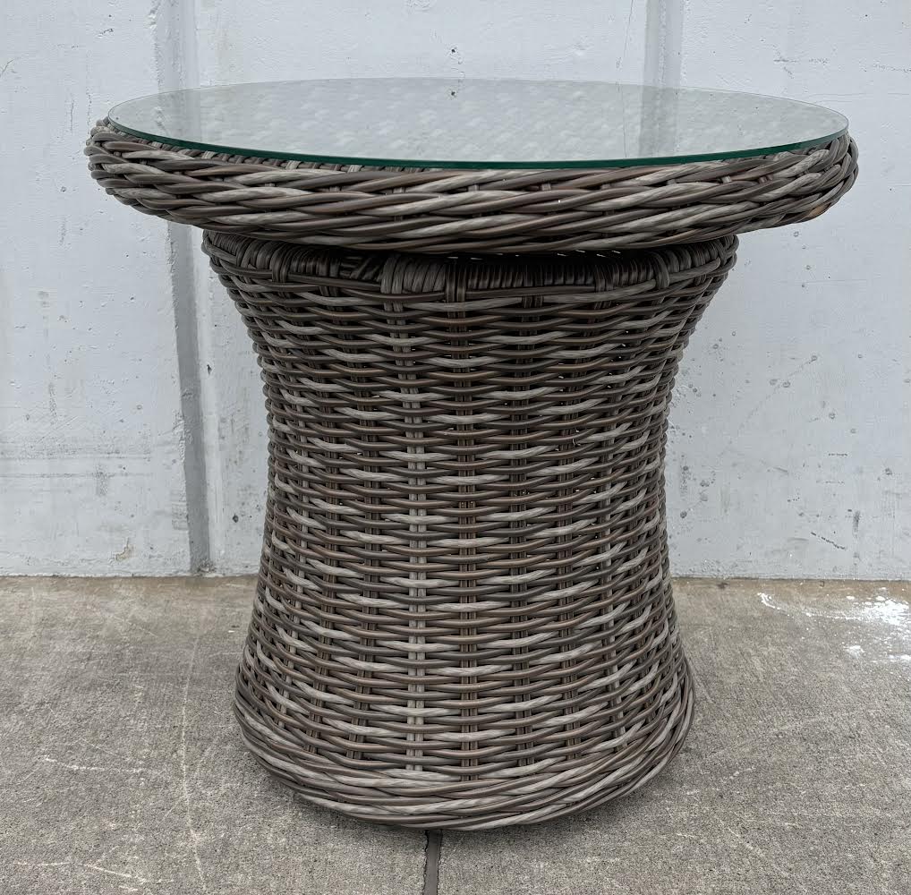 Wicker Outdoor Accent Table Glass Top