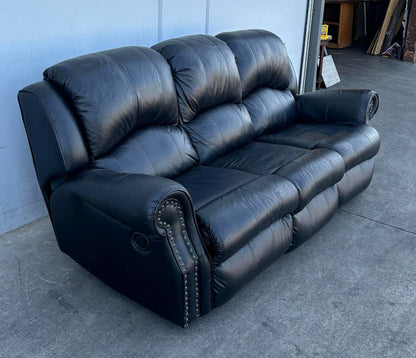 Black Leather 3 Seat Recliner Sofa