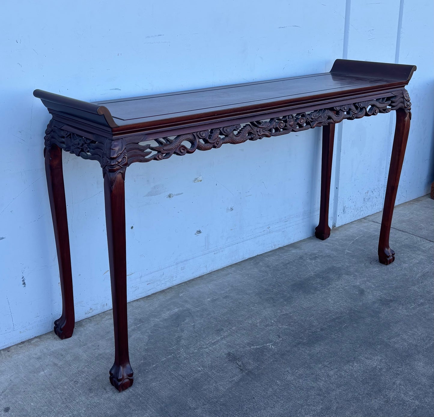 Chinese style carved ornate rosewood antique console table