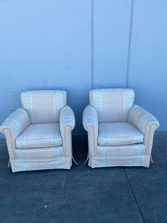 Armchairs set (2) pink/cream blue