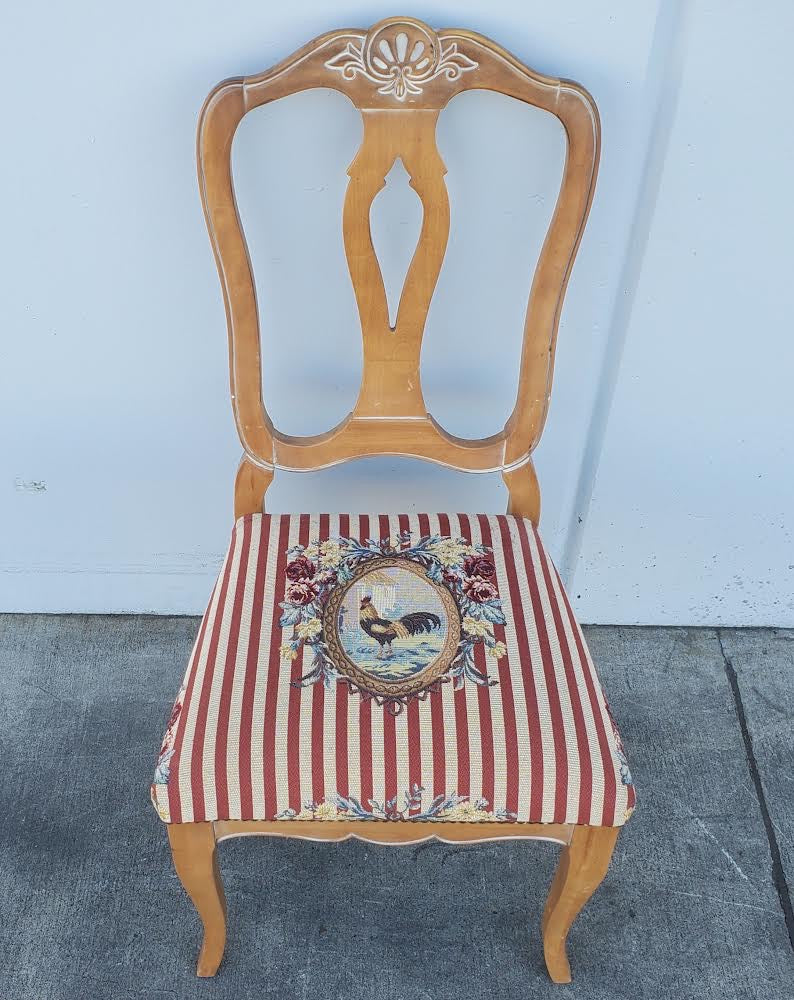 antique/ vintage side dining chair striped floral cushion