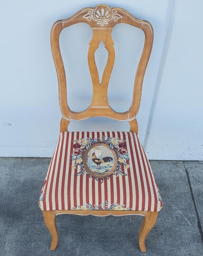 antique/ vintage side dining chair striped floral cushion
