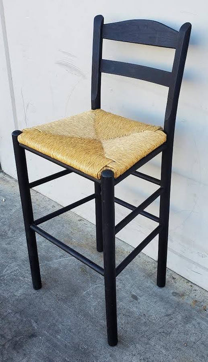 Bar stool black wicker seat