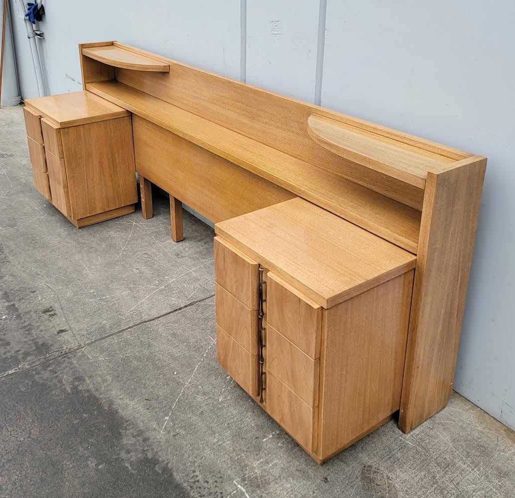 American of martinsville full size headboard with nightstands/end/side tables vintage(MCM)
