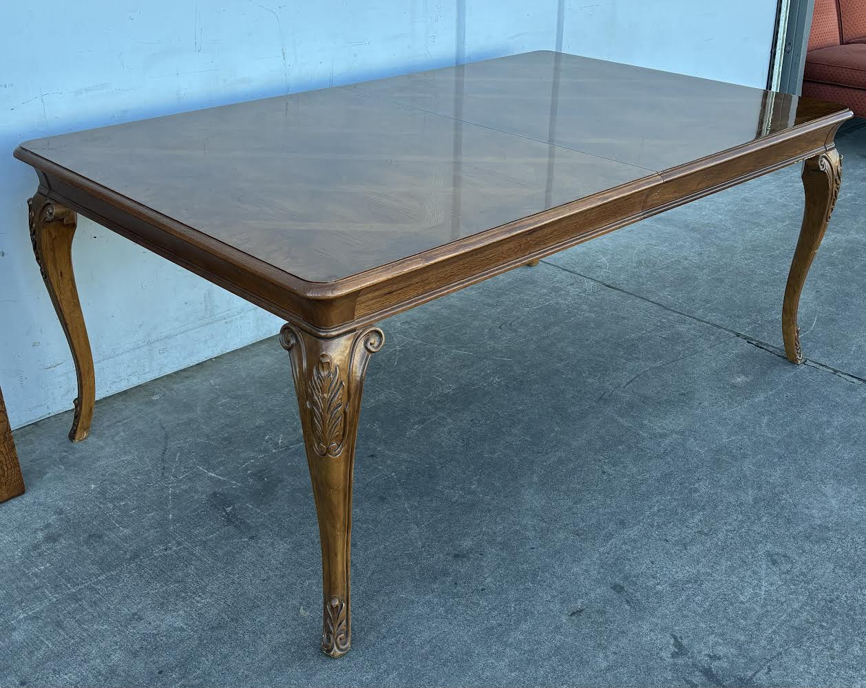 Vintage Wood Carved Dining Table with leaves