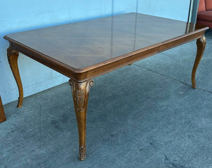Vintage Wood Carved Dining Table with leaves