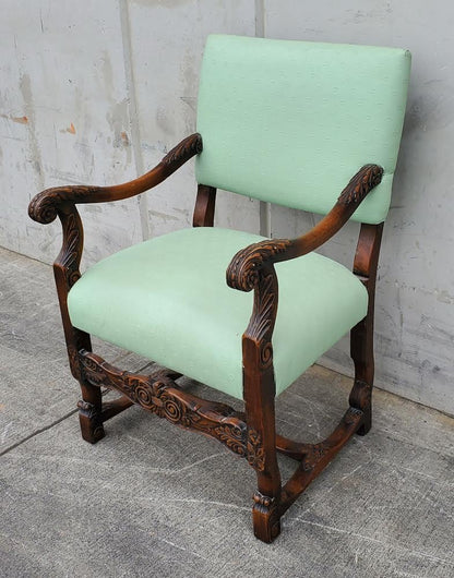 Green carved armchair antique/vintage