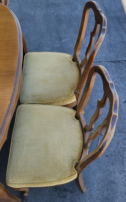 Vintage Dining Set wood oval French provincial table and 6 chairs