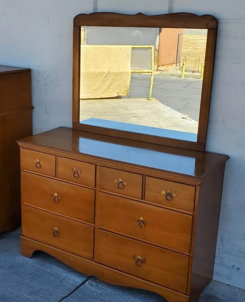 Dresser with mirror dark wood