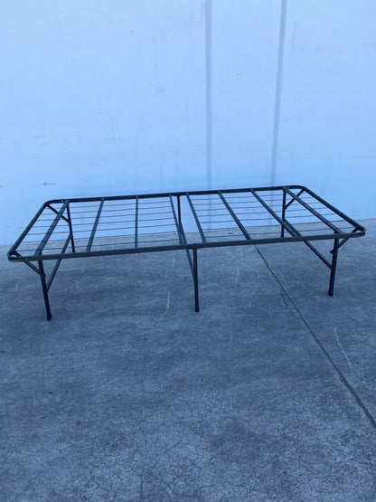 Foldable metal black bed frame base portable bed