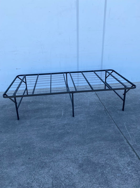 Foldable metal black bed frame base portable bed