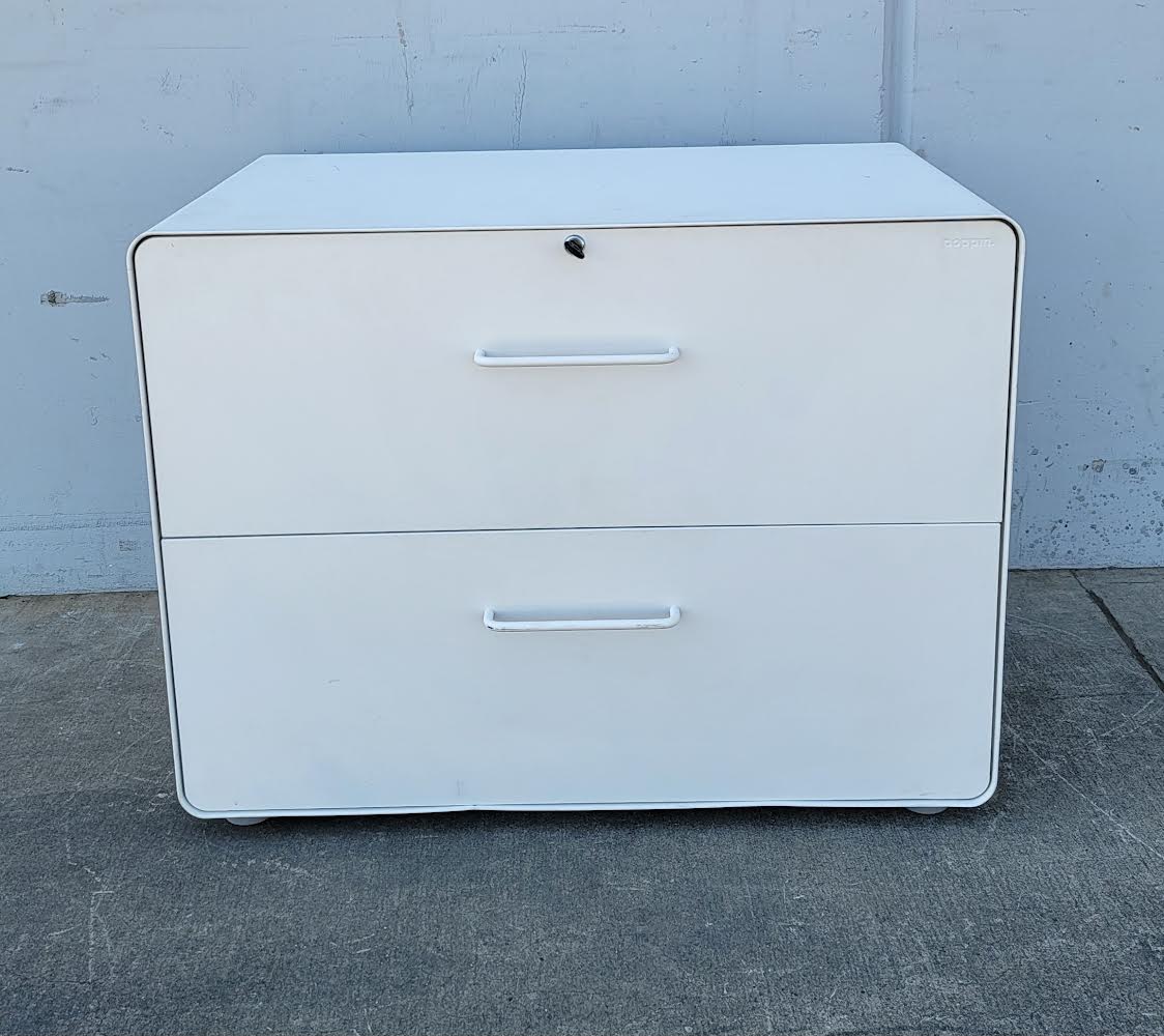 Poppin stow lateral file cabinet 2 drawer white