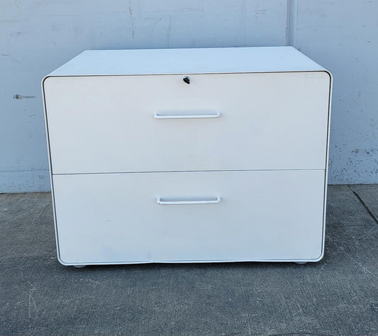 Poppin stow lateral file cabinet 2 drawer white