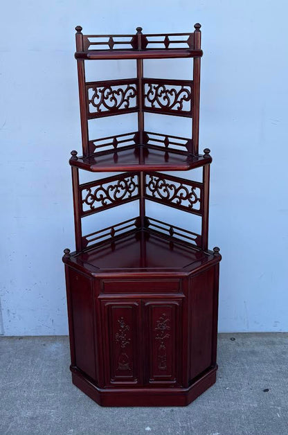 Chinese Inspired Corner Etagere / stand/ shelf Cabinet