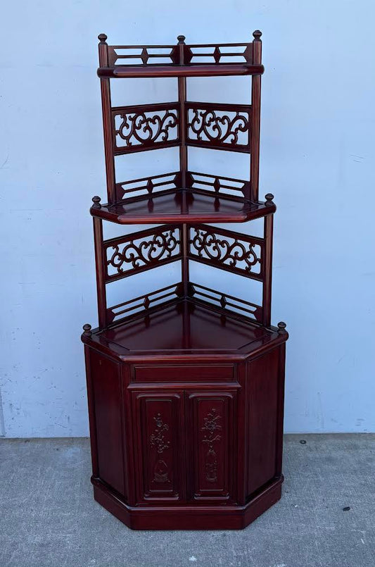 Chinese Inspired Corner Etagere / stand/ shelf Cabinet