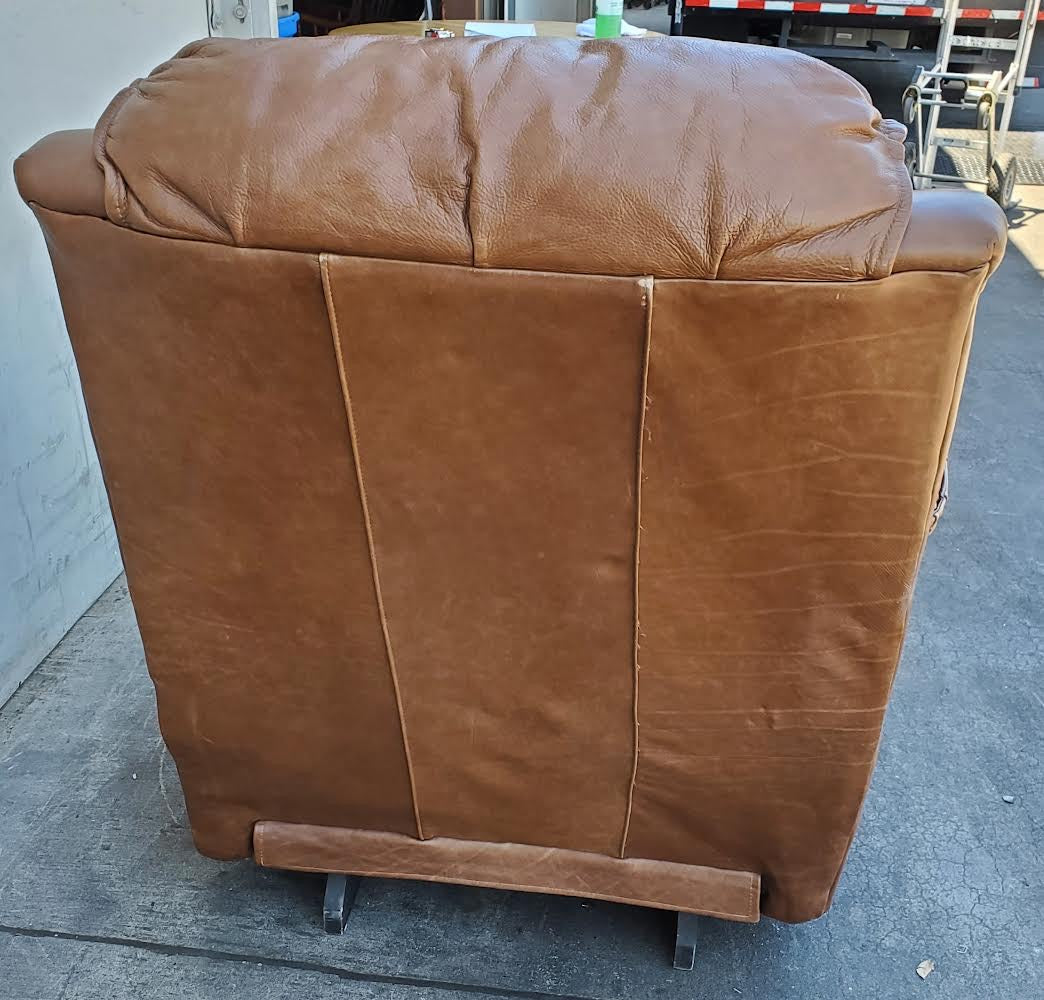 brown faux leather recliner armchair