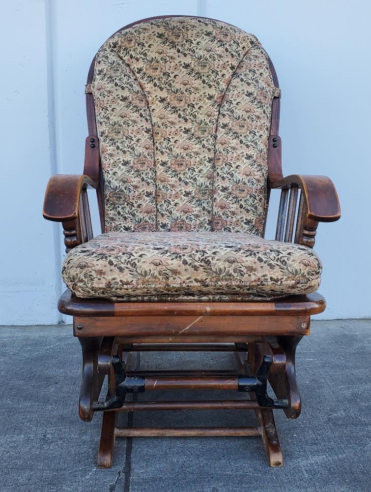 antique/ vintage rocking armchair floral cushion
