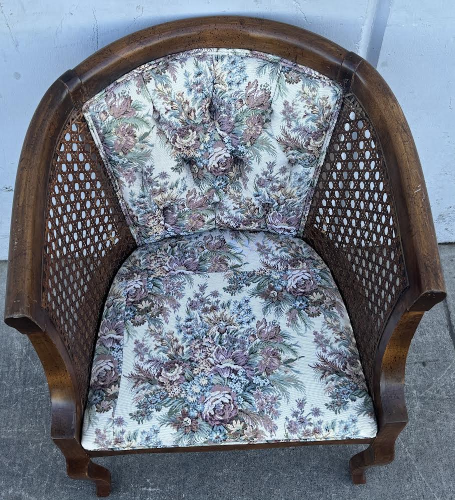 Vintage Cane Chair Floral Cushion