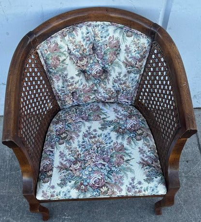 Vintage Cane Chair Floral Cushion