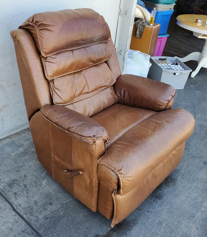 brown faux leather recliner armchair