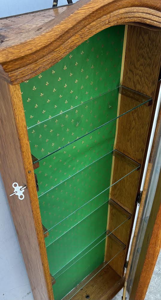 Antique Oak Display Cabinet Curio