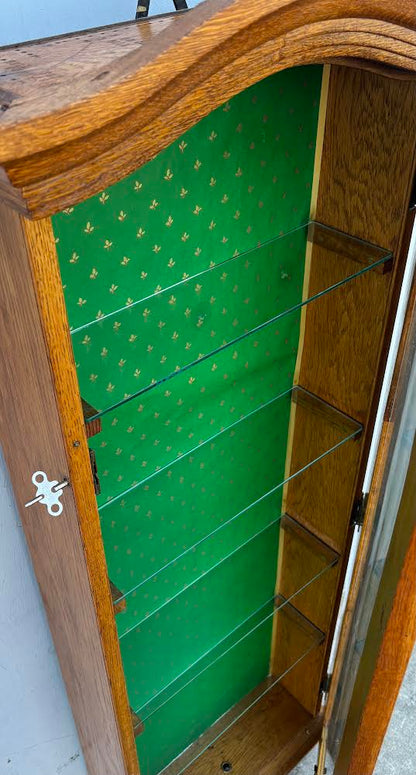 Antique Oak Display Cabinet Curio