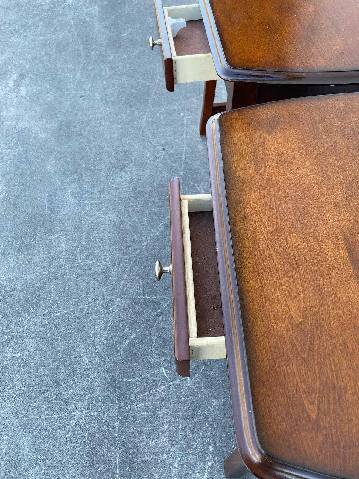 Dark wood end/side tables with drawers set(2)