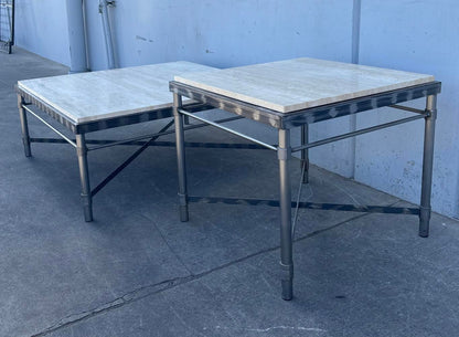 Matching Stone Top Wrought Iron Leg Side Tables Coffee Table