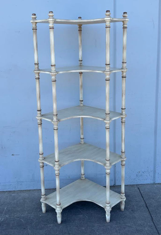 Whitewashed Organizer Etagere 5 tier corner shelf/ stand