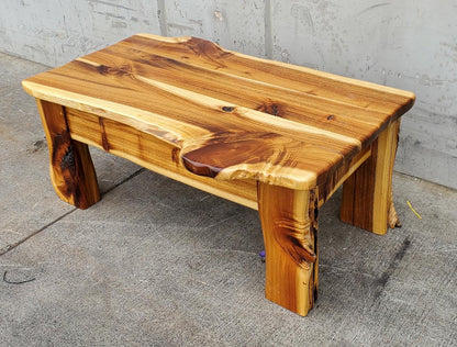 Wood slab coffee table