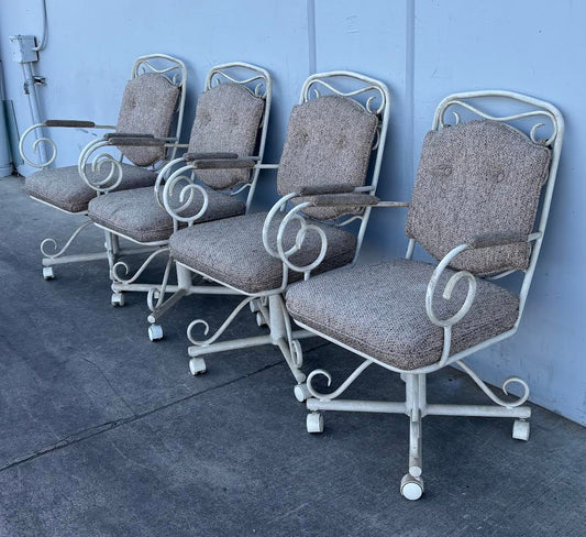 4 Vintage Outdoor Wrought Iron Patio Lounge Chairs by Minson Corp.