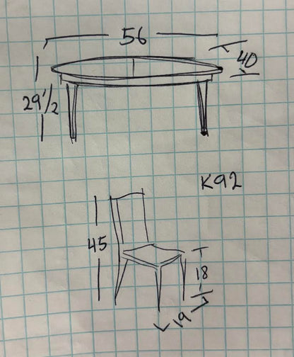 Vintage Dining Table with 4 Chairs Cane